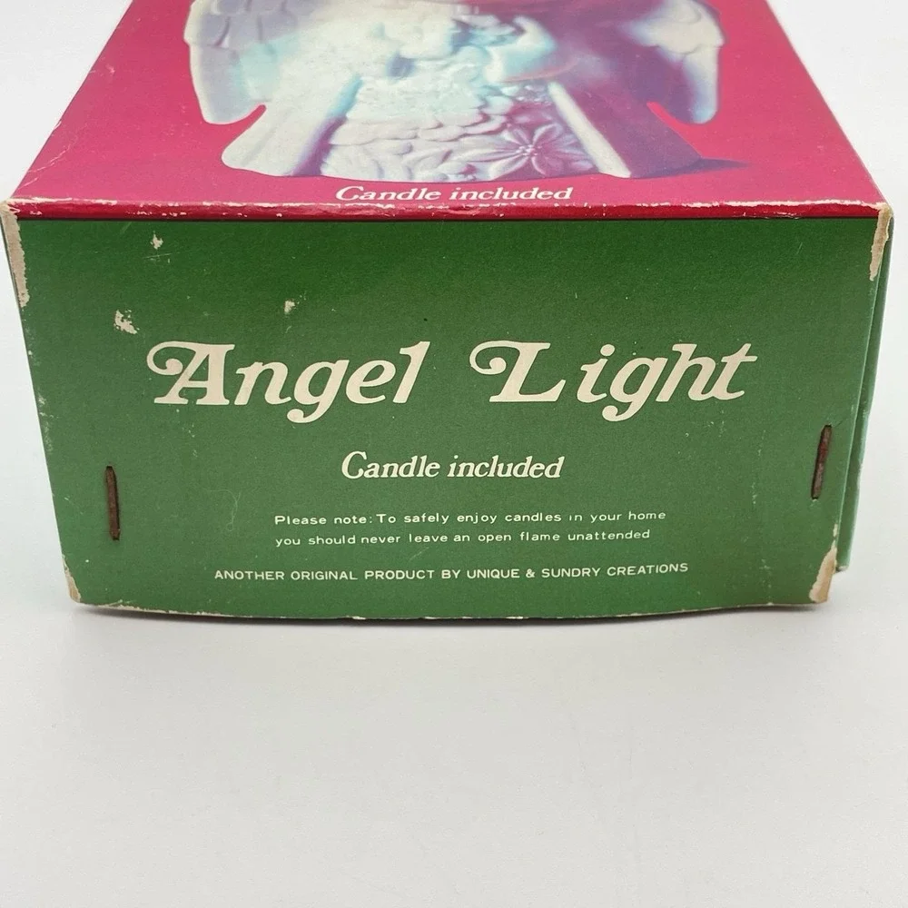 Vintage 1970s Angel Light Candle Holder Japan‎ White Bisque Figurine w Box